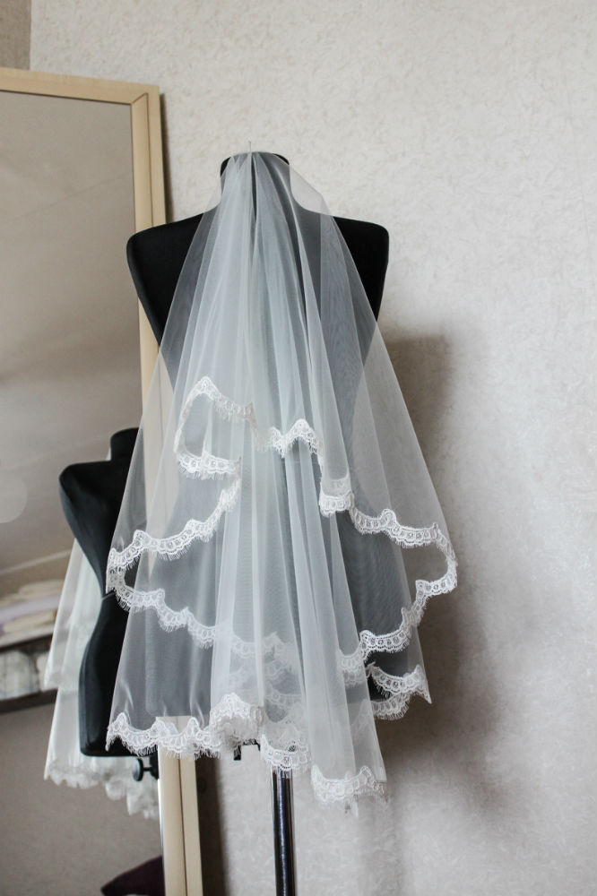 Voile de mariee a 2 couche avec dentelle LILIYA ATELIER #904