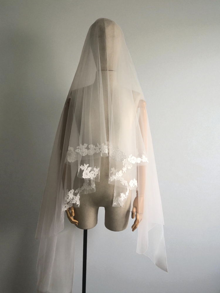 Voile de mariee en tulle transparent #1227