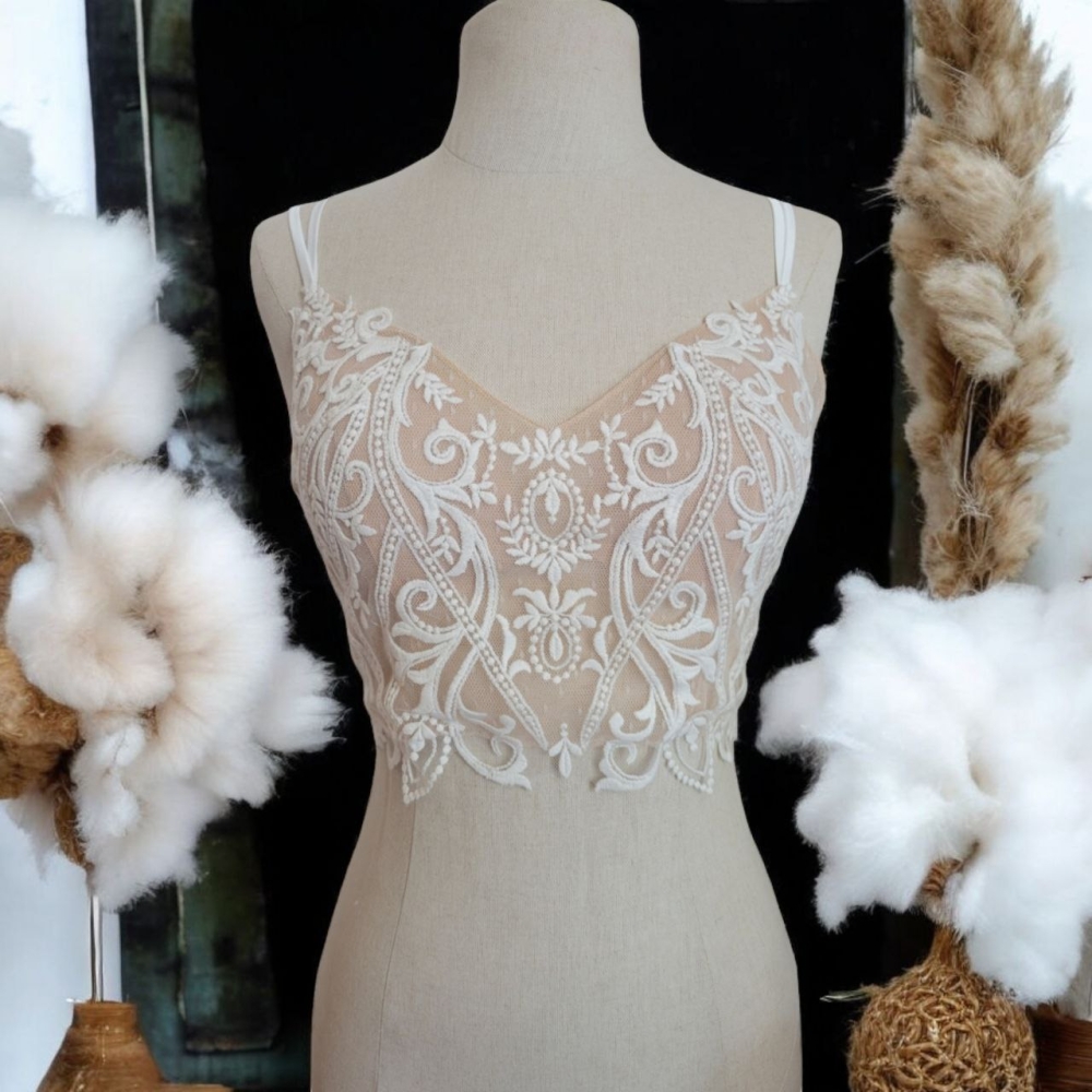 Crop top en dentelle et tulle #1233